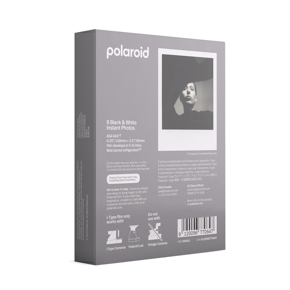 寶麗來 Polaroid 黑白B&W i-Type Film 即影即有相紙 8 Instant Photos 8張 (適用於I-Type 相機camera ONLY)
